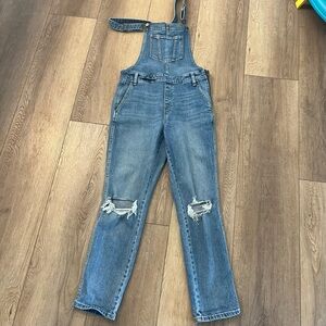 EUC old navy denim overalls destroyed knees size 6 small